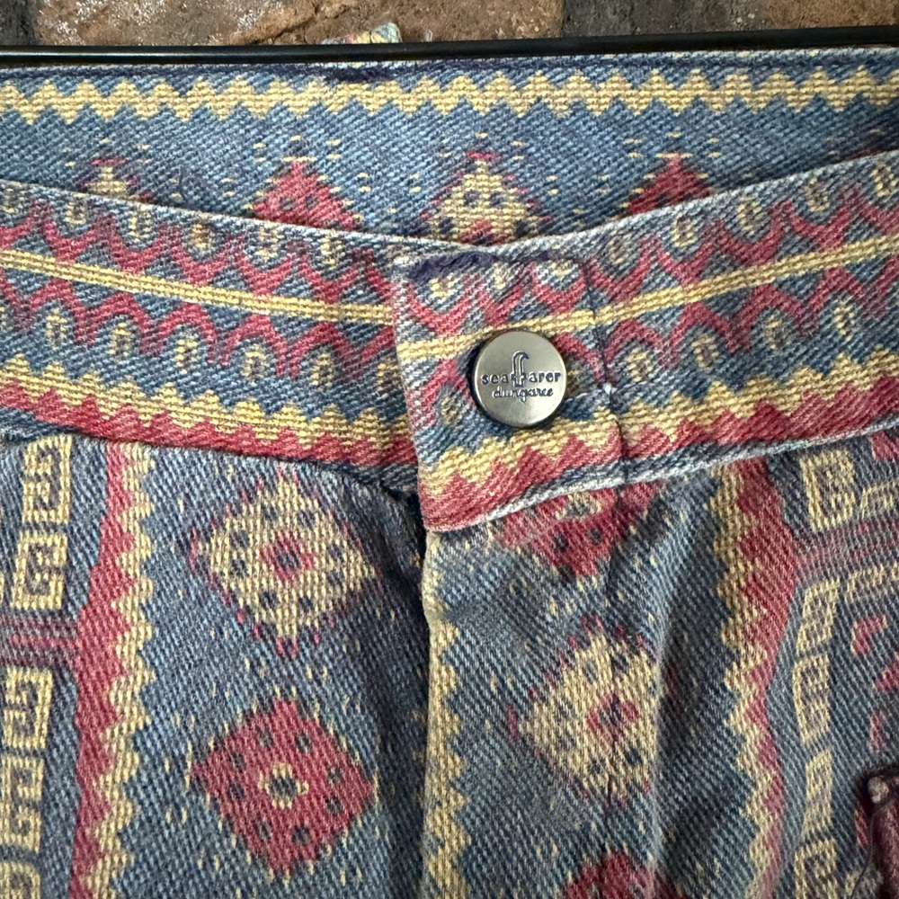🌵 Seafarer Intuit Aztec Print Colorblock Flare Pants - Picture 2 of 9